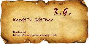 Kozák Gábor névjegykártya