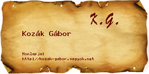 Kozák Gábor névjegykártya